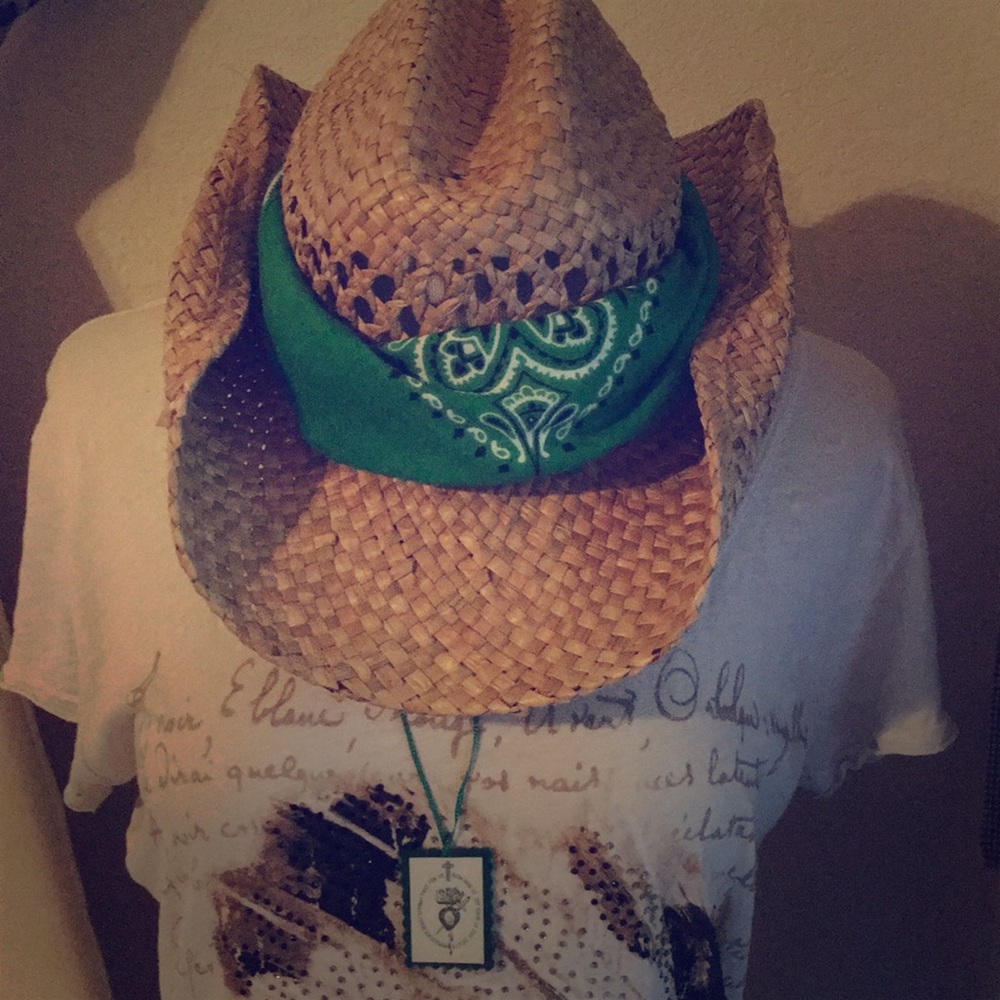 FarmGirl Cowgirl Style Hat/JD Green Bandanna